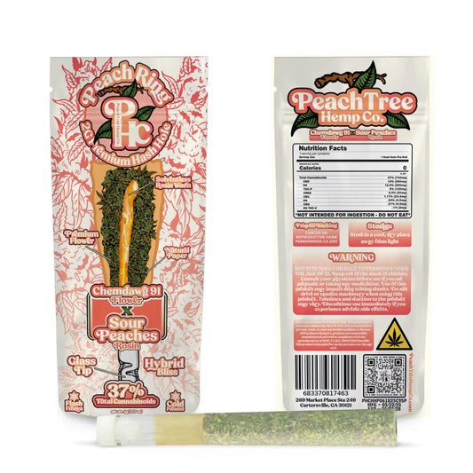 PeachTree Hemp Co. – Chemdawg91 x Sour Peaches 2G Peach Rings Premium Hash Holes w/ Glass Tips