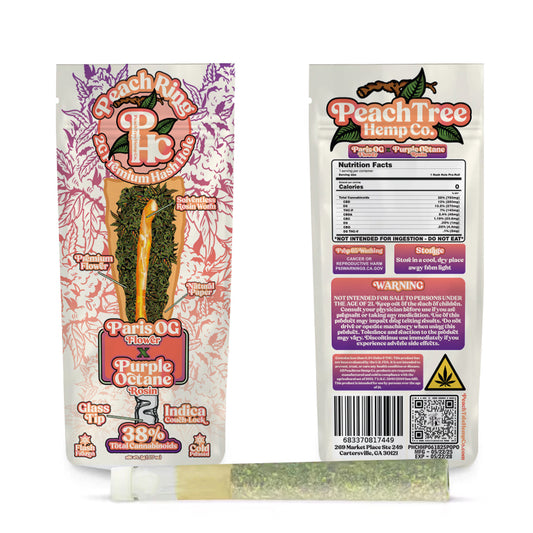 PeachTree Hemp Co. – Paris OG x Purple Octane 2G Peach Rings Premium Hash Holes w/ Glass Tips