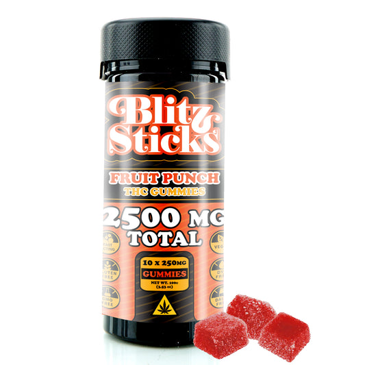 Blitz Sticks THC Gummies – 2,500mg Total (10ct) - Fruit Punch