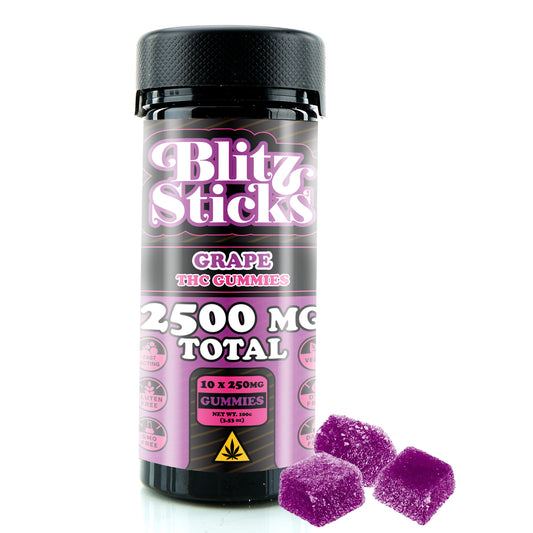 Blitz Sticks THC Gummies – 2,500mg Total (10ct) - Grape