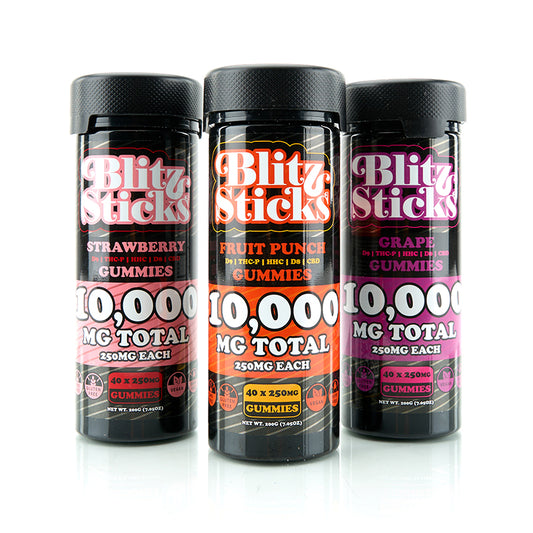 Blitz Sticks Gummies Sampler - 3 Flavors, 40ct, 10,000mg