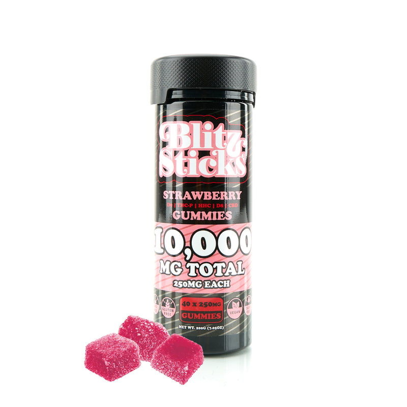 Strawberry Blitz Sticks THC Gummies – 10,000mg Total (40ct)