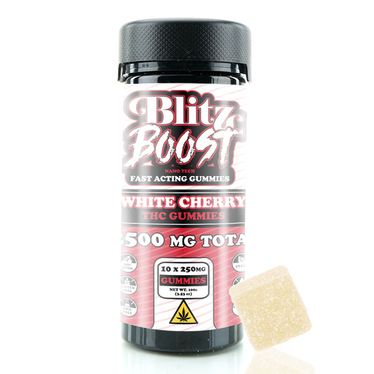 White Cherry Blitz Boost Fast Acting THC Gummies  – 2,500mg Total (10ct)